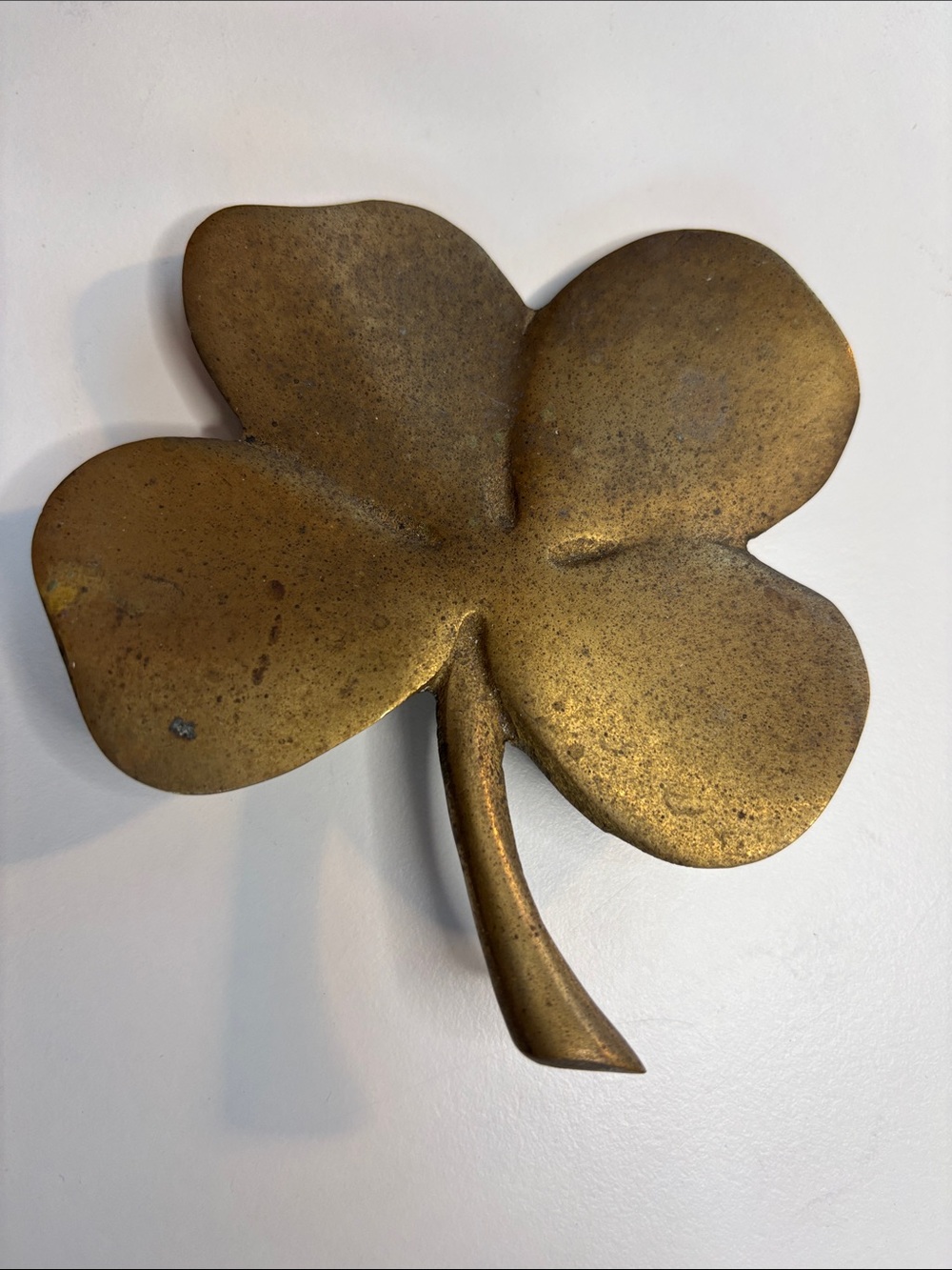 Solid Brass Four-Leaf Clover Decorative Accent